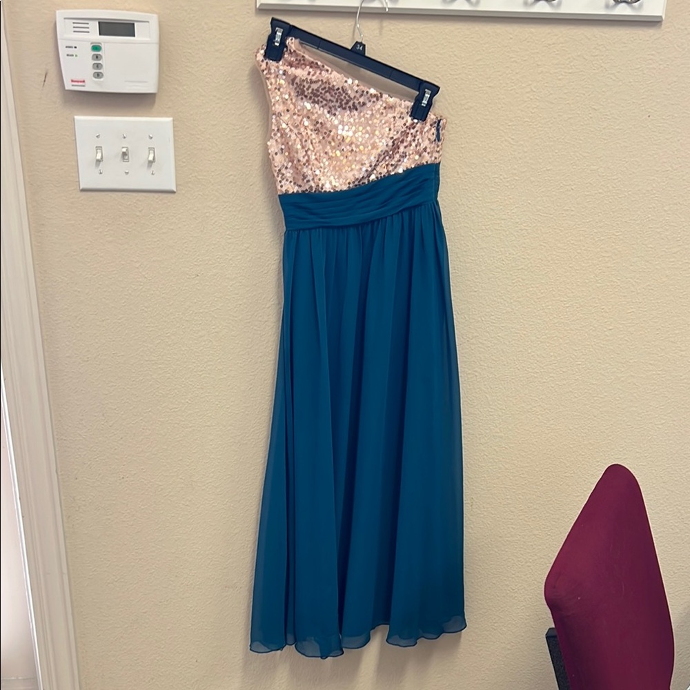Sequin and Teal Evening Dress